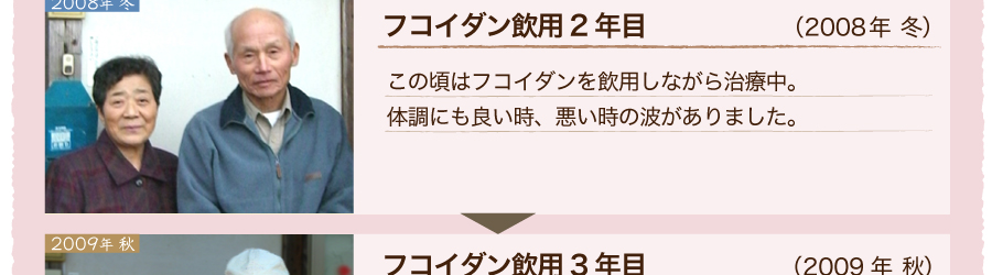 フコイダン飲用2年目　飲用と治療を併用。体調に波がありました